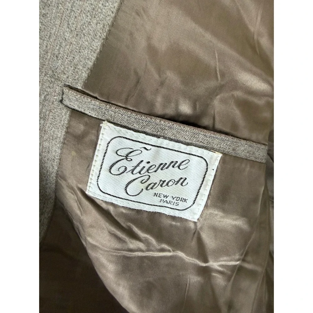 Etienne Caron Mens 38S Brown Pure Wool Pinstripe 2 Button Blazer Sport Coat